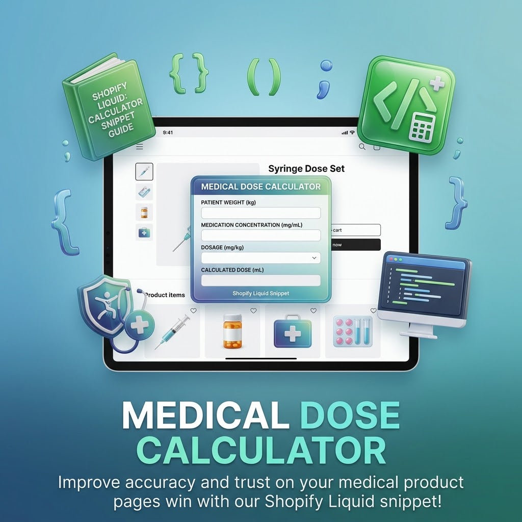 Medical Dose Calculator & Prescription Notice - Shopify Liquid Snippet