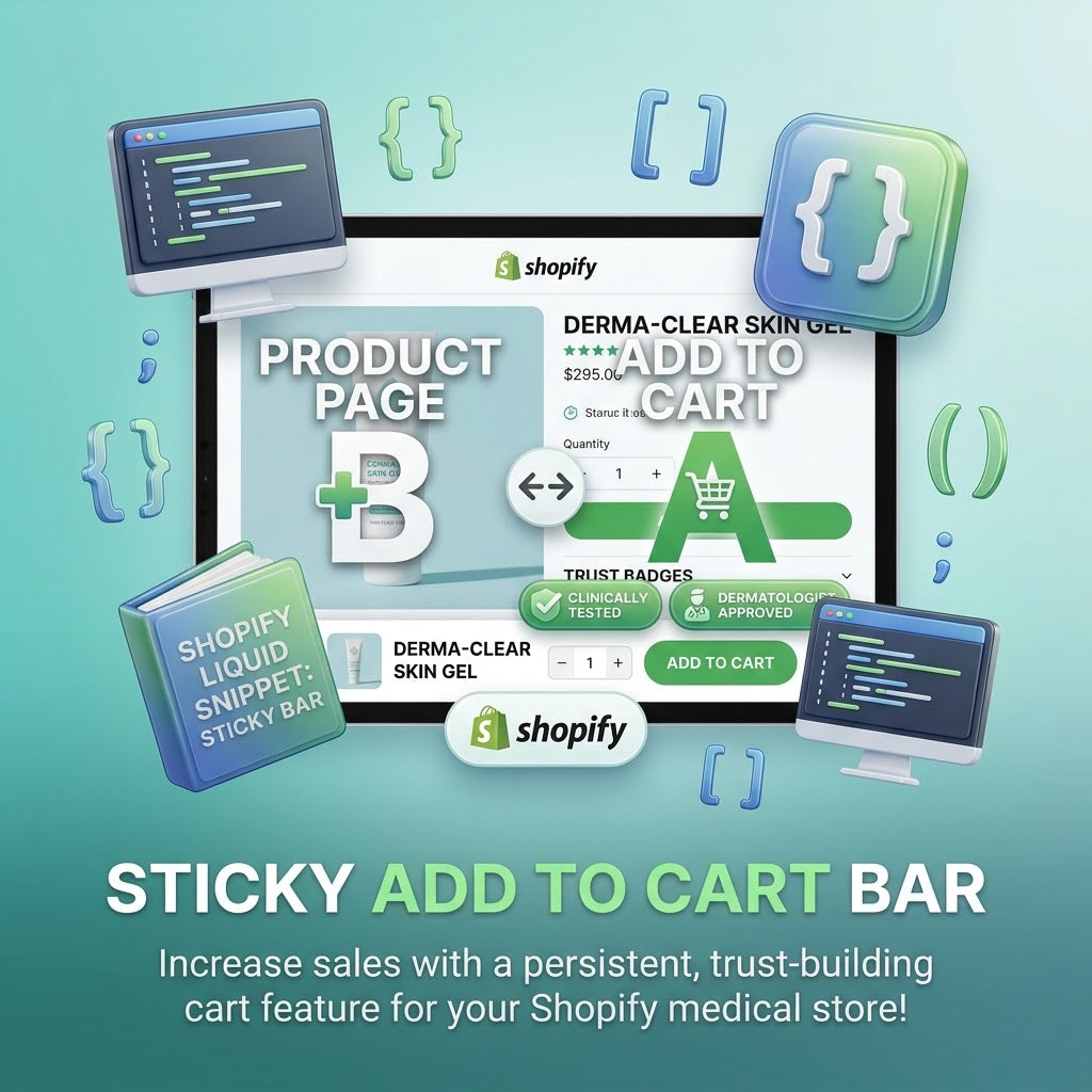 Sticky Add to Cart & Medical Trust Badges - Shopify Liquid Snippet
